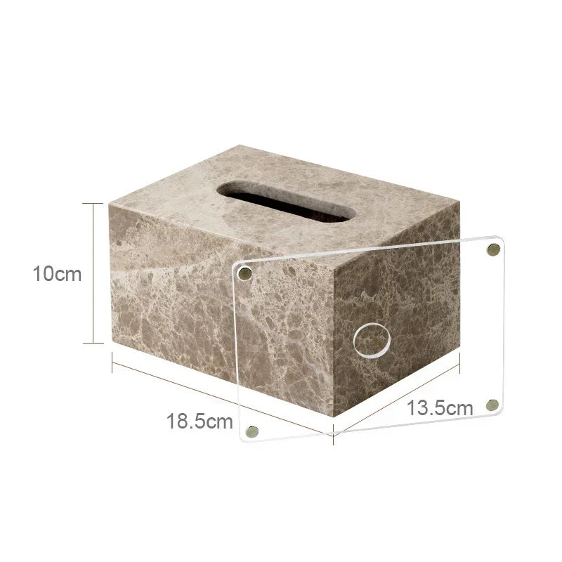 Bathroom Accessory Set Handcrafted Emperador Light Marble 7-Piece
