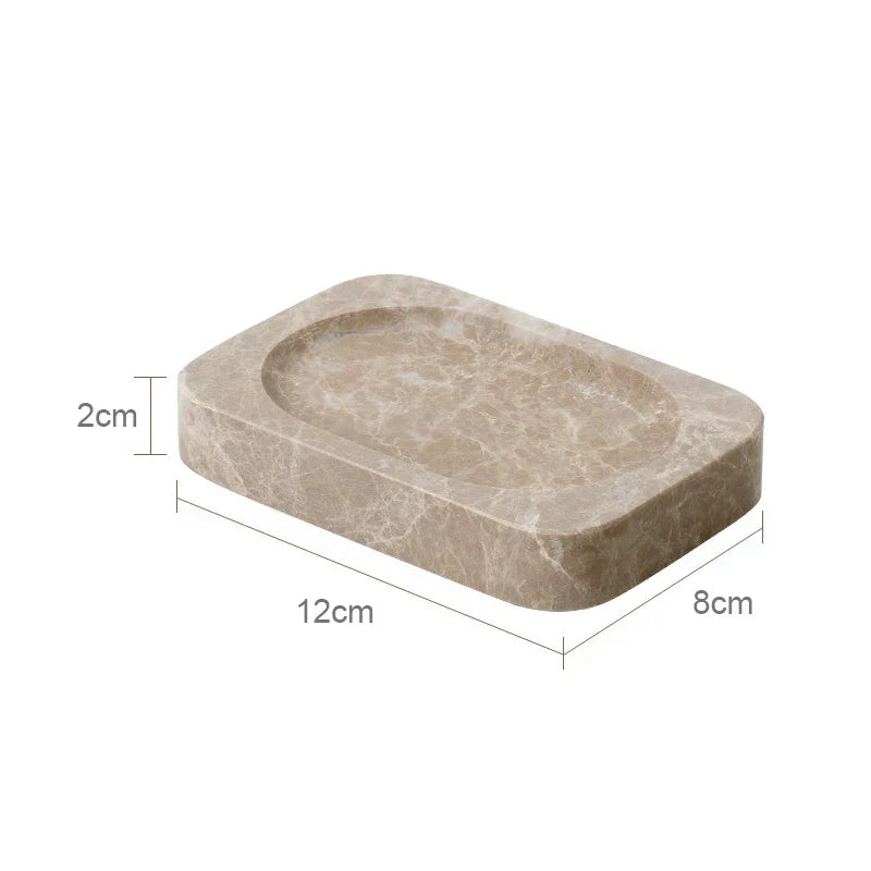 Bathroom Accessory Set Handcrafted Emperador Light Marble 7-Piece