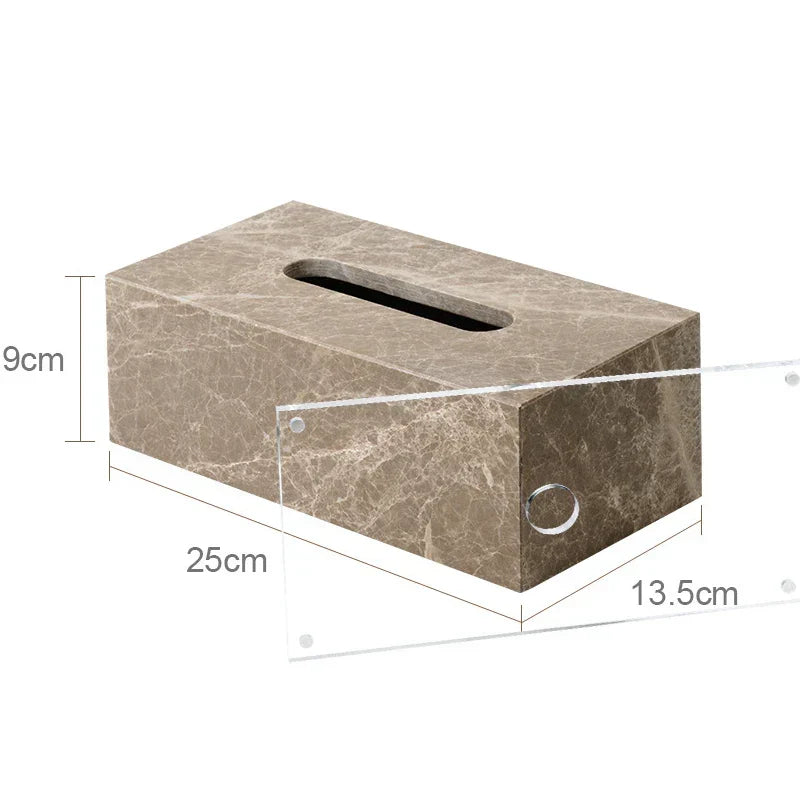 Bathroom Accessory Set Handcrafted Emperador Light Marble 7-Piece