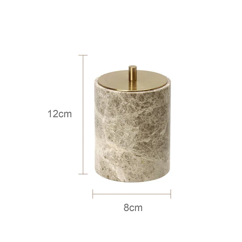 Bathroom Accessory Set Handcrafted Emperador Light Marble 7-Piece