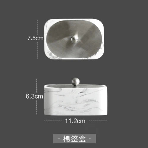 Bathroom Accessory Set Marble-Effect & Water-Resistant 4-Piece