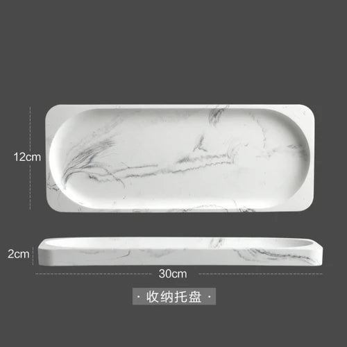 Bathroom Accessory Set Marble-Effect & Water-Resistant 4-Piece
