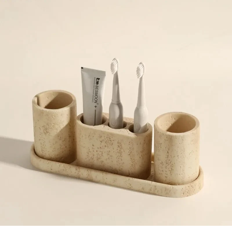 Bathroom Accessory Set Natural Sandstone Eco Friendly