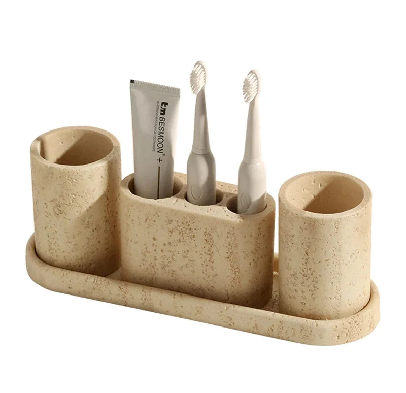 Bathroom Accessory Set Natural Sandstone Eco Friendly