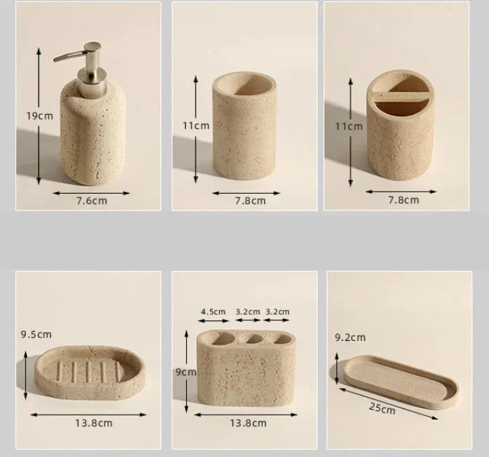 Bathroom Accessory Set Natural Sandstone Eco Friendly