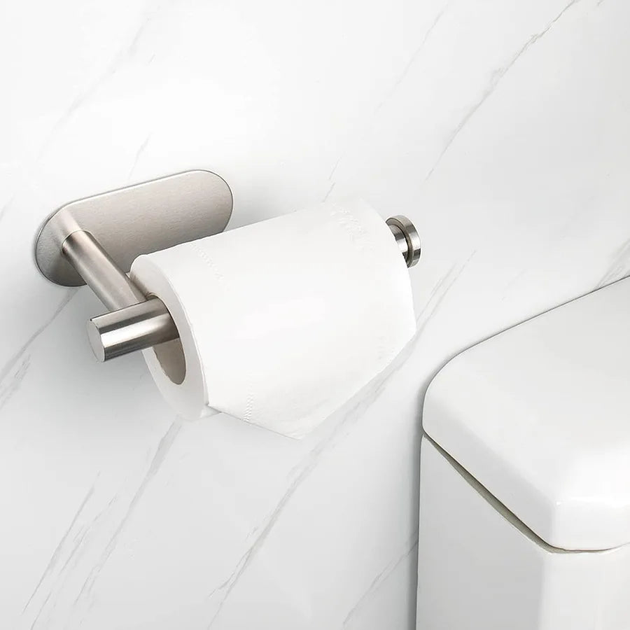 Bathroom Accessory Set No-Drill Self-Adhesive Brushed Stainless Steel