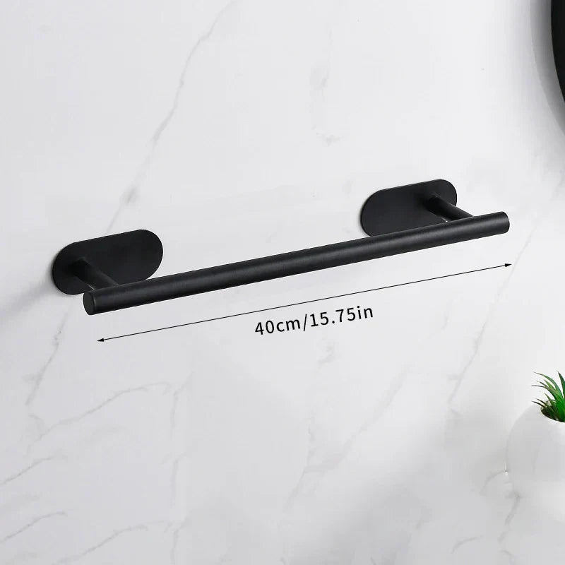 Bathroom Accessory Set No-Drill Self-Adhesive Brushed Stainless Steel