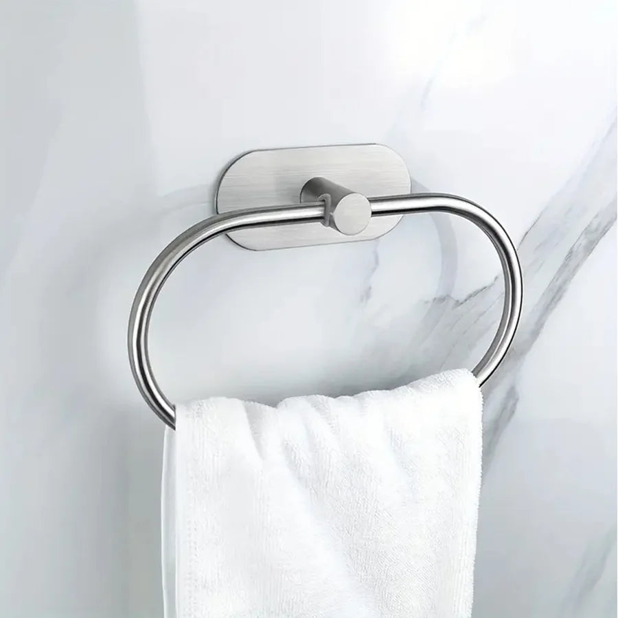 Bathroom Accessory Set No-Drill Self-Adhesive Brushed Stainless Steel