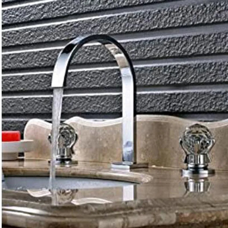 Bathroom Faucet 3-Hole Widespread Solid Brass