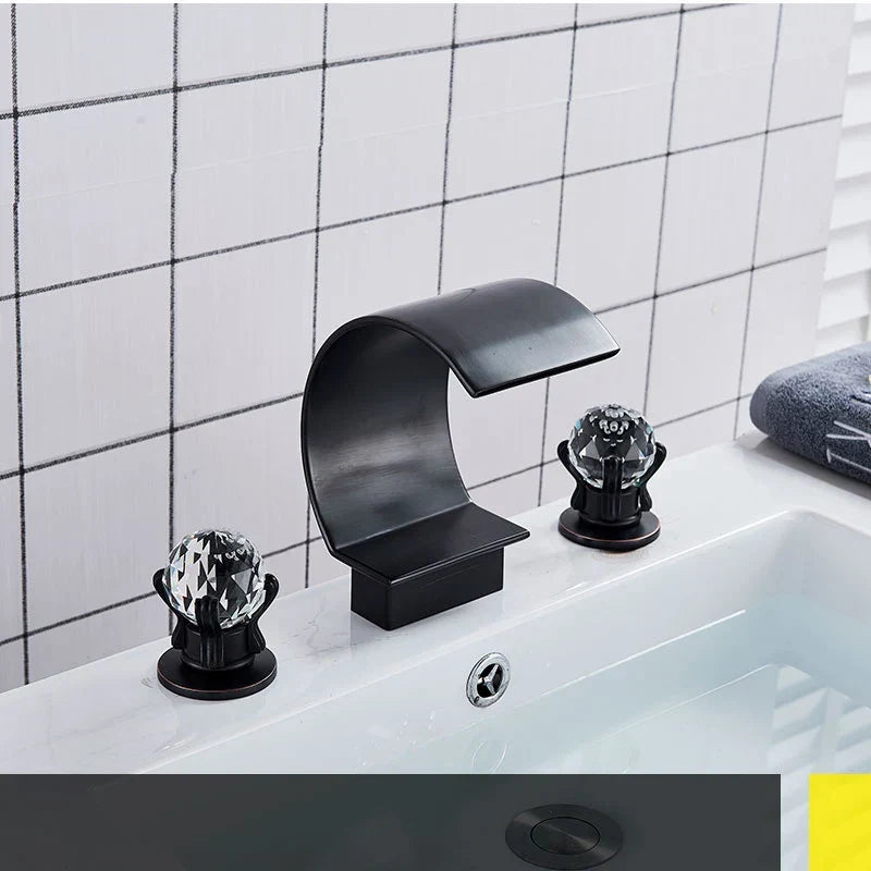 Bathroom Faucet 3-Hole Widespread Solid Brass