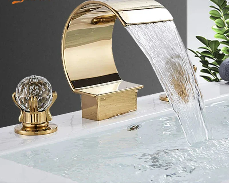 Bathroom Faucet 3-Hole Widespread Solid Brass