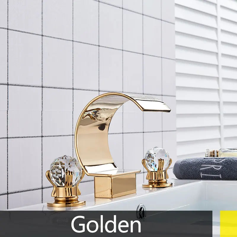 Bathroom Faucet 3-Hole Widespread Solid Brass