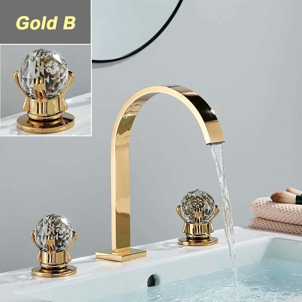 Bathroom Faucet 3-Hole Widespread Solid Brass