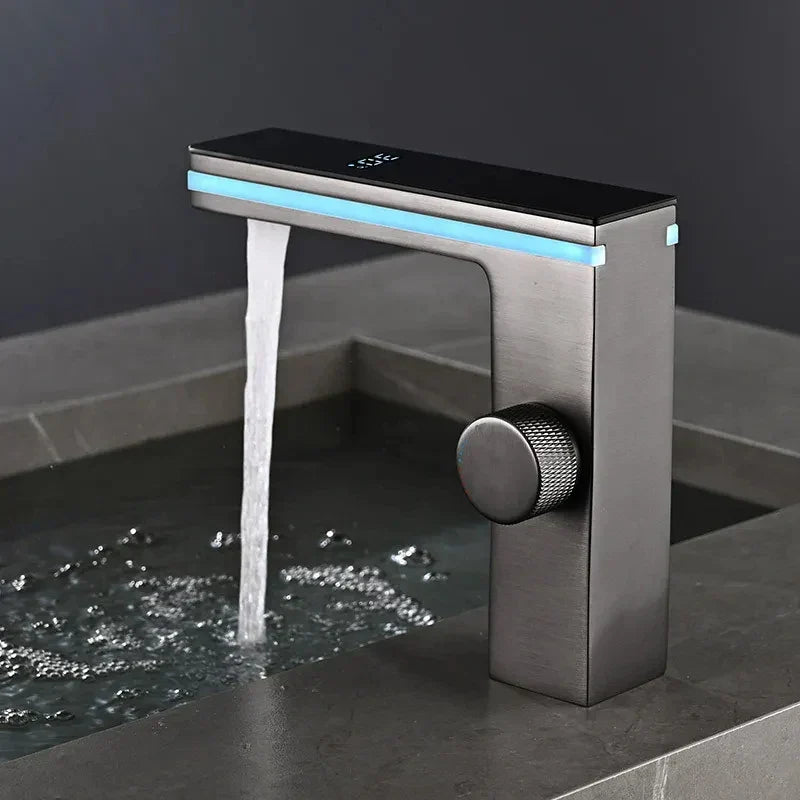 Bathroom Faucet LED Temperature Display Solid Brass Ceramic Cartridge