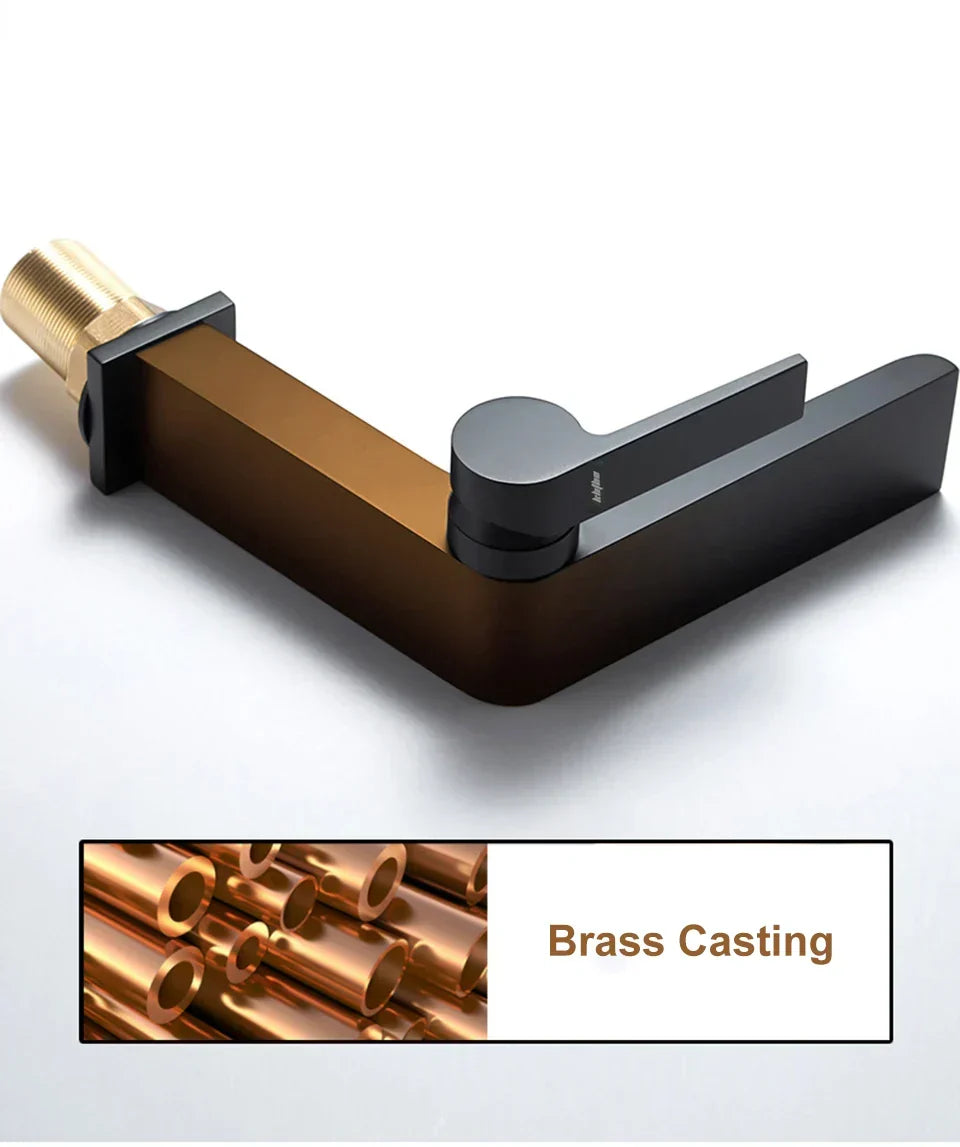Bathroom Faucet Open Waterfall Solid Brass