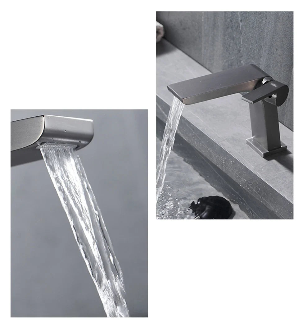 Bathroom Faucet Open Waterfall Solid Brass