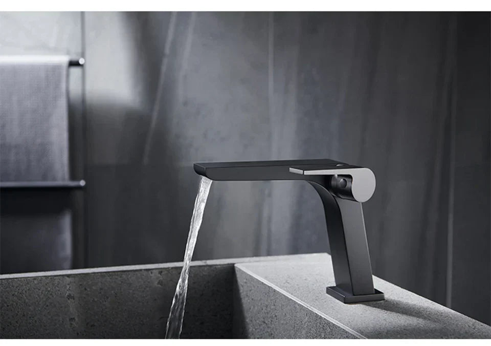 Bathroom Faucet Open Waterfall Solid Brass