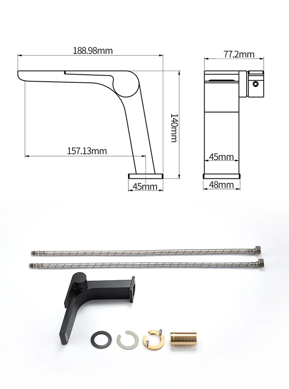 Bathroom Faucet Open Waterfall Solid Brass