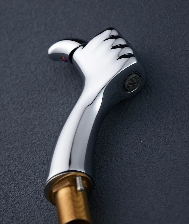 Bathroom Faucet Open Waterfall Solid Brass