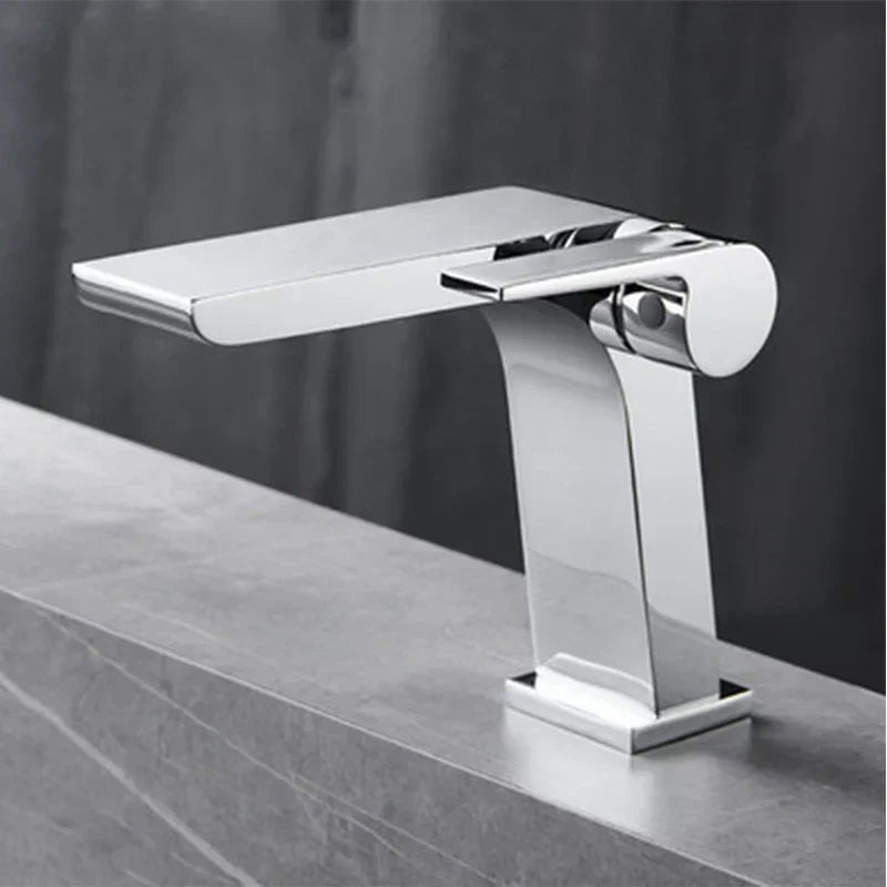 Bathroom Faucet Open Waterfall Solid Brass