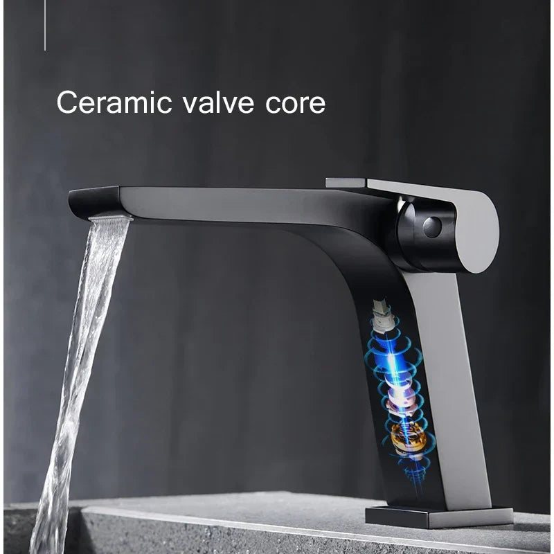 Bathroom Faucet Open Waterfall Solid Brass