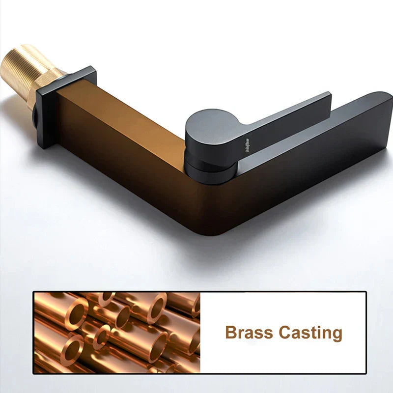 Bathroom Faucet Open Waterfall Solid Brass