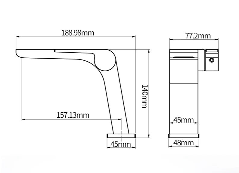 Bathroom Faucet Open Waterfall Solid Brass