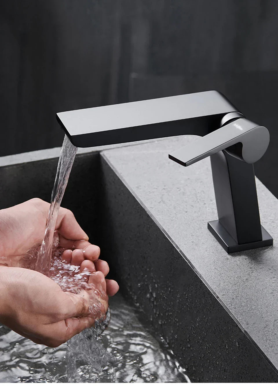 Bathroom Faucet Open Waterfall Solid Brass