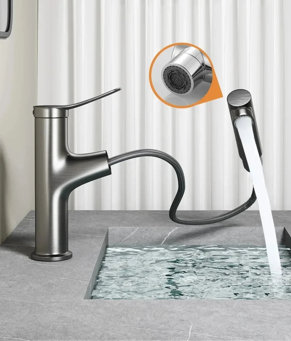 Bathroom Faucet Pull-Out Spout & Oral Rinse Brass Construction
