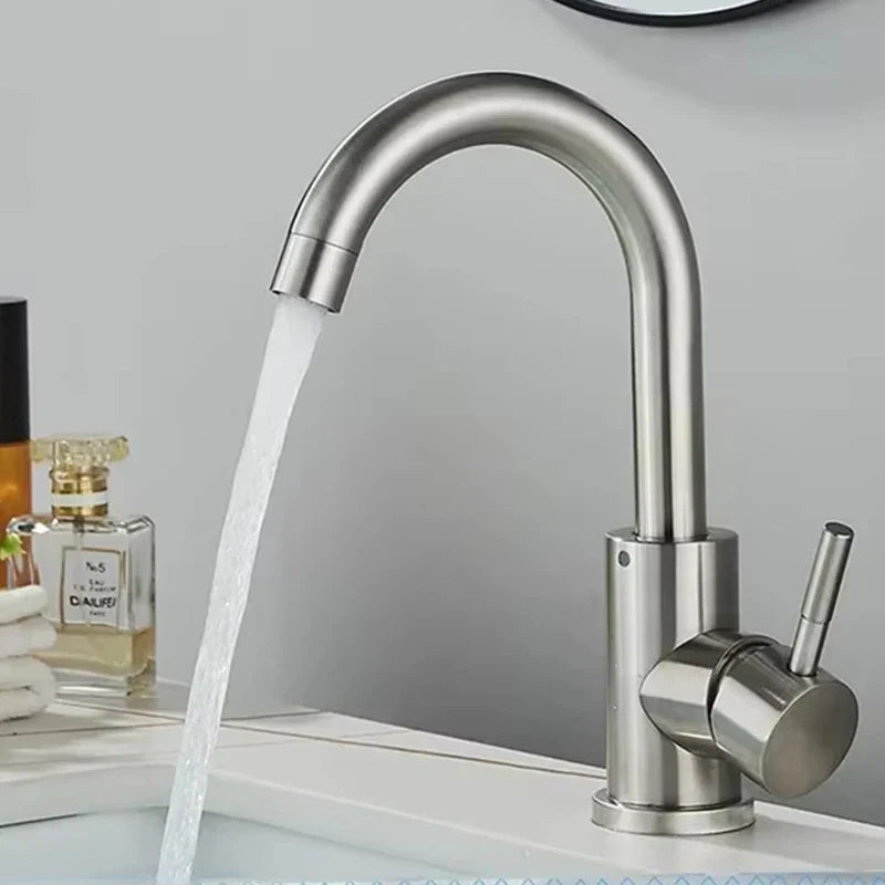 Bathroom Faucet Single-Handle Stainless Steel Deck-Mount