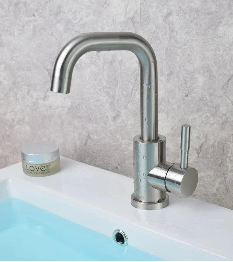 Bathroom Faucet Stainless Steel Ceramic Valve 360 Degree Swivel
