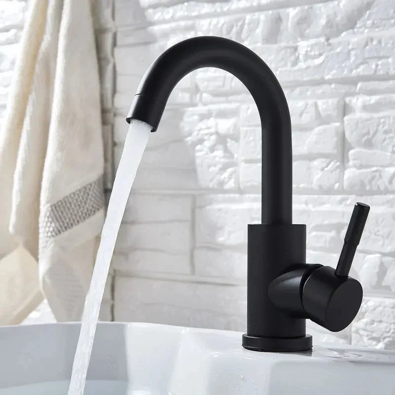 Bathroom Faucet Stainless Steel Ceramic Valve 360 Degree Swivel