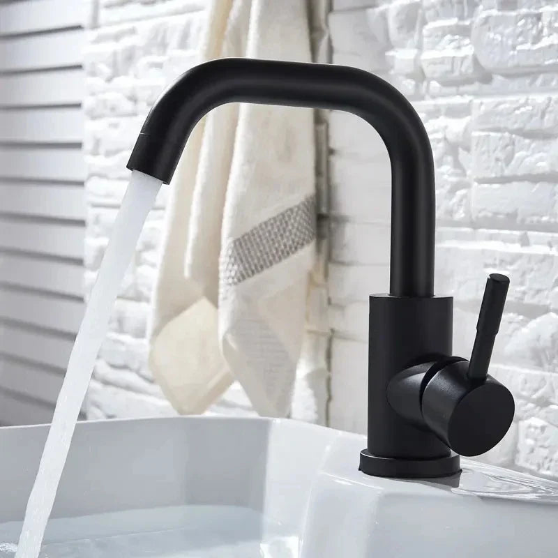 Bathroom Faucet Stainless Steel Ceramic Valve 360 Degree Swivel