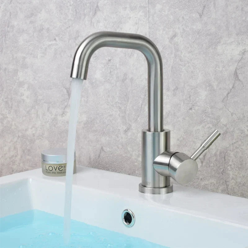 Bathroom Faucet Stainless Steel Ceramic Valve 360 Degree Swivel