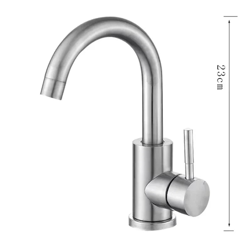 Bathroom Faucet Stainless Steel Ceramic Valve 360 Degree Swivel