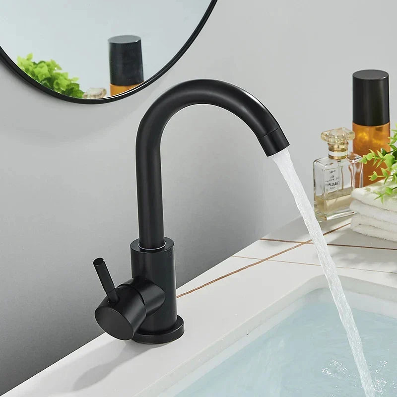 Bathroom Faucet Stainless Steel Ceramic Valve 360 Degree Swivel