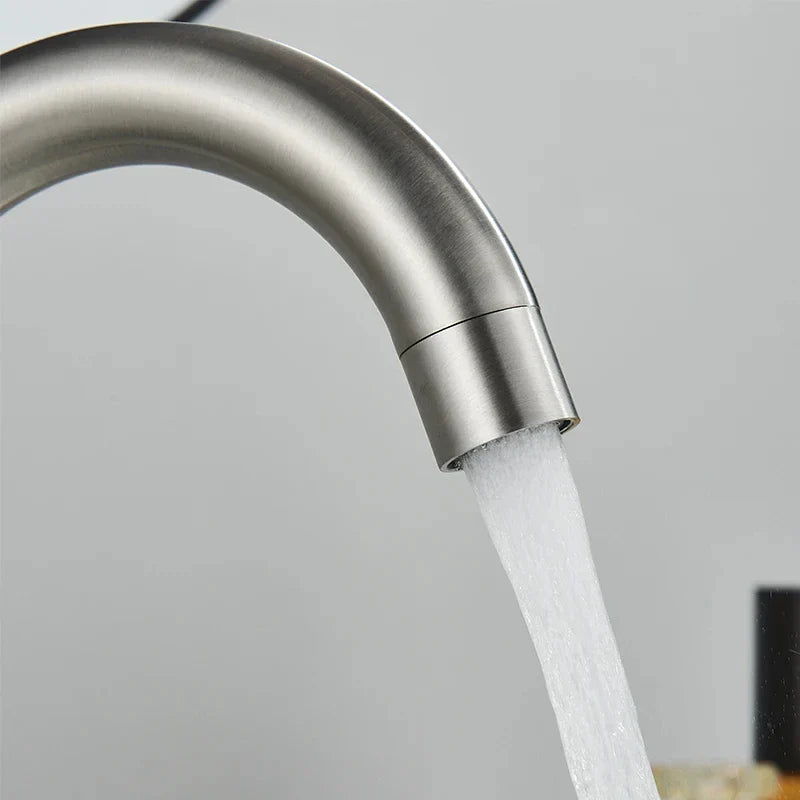 Bathroom Faucet Stainless Steel Ceramic Valve 360 Degree Swivel