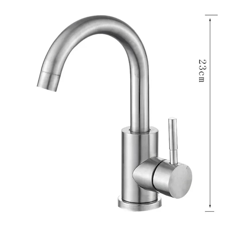 Bathroom Faucet Stainless Steel Ceramic Valve 360 Degree Swivel