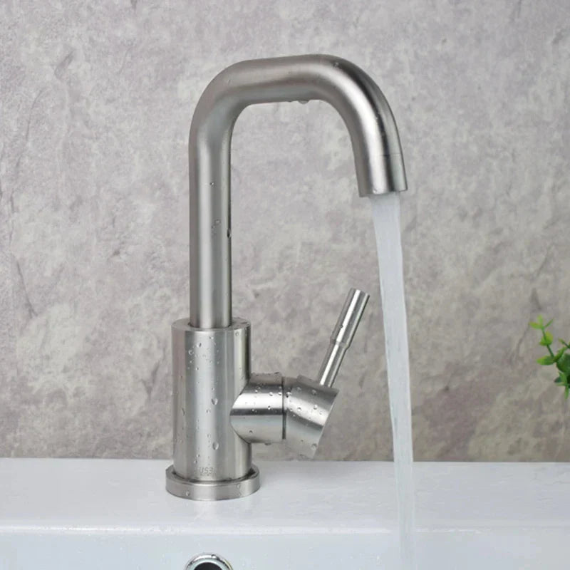 Bathroom Faucet Stainless Steel Ceramic Valve 360 Degree Swivel