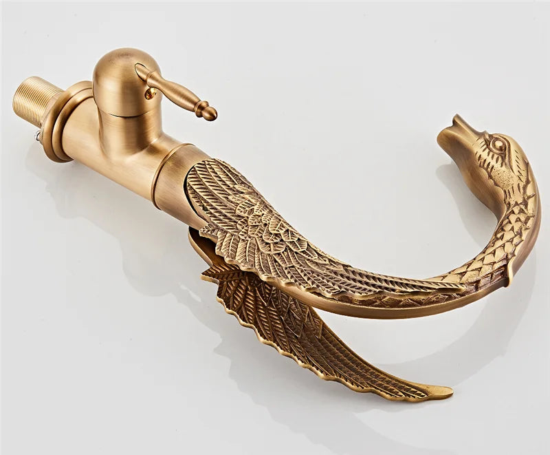 Bathroom Faucet Swan-Shaped Waterfall Brass Ceramic Cartridge