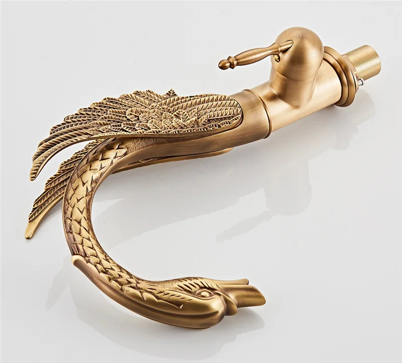 Bathroom Faucet Swan-Shaped Waterfall Brass Ceramic Cartridge