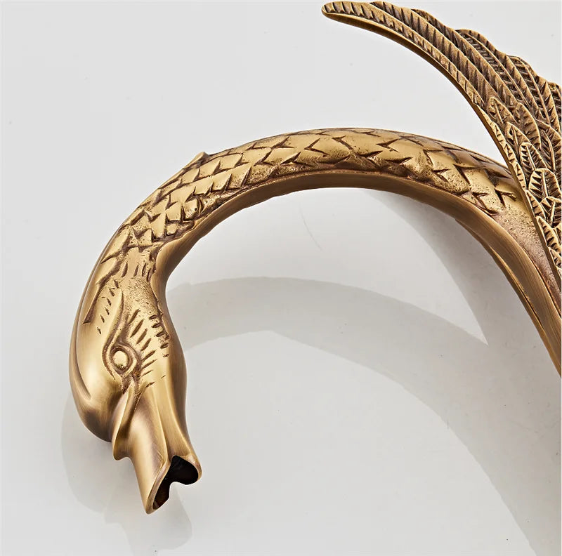 Bathroom Faucet Swan-Shaped Waterfall Brass Ceramic Cartridge
