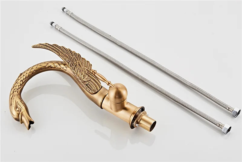 Bathroom Faucet Swan-Shaped Waterfall Brass Ceramic Cartridge