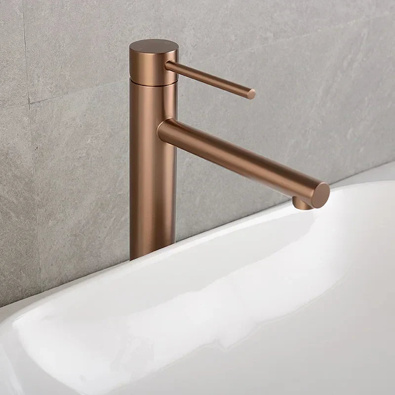 Bathroom Faucet Tall Stainless Steel Brushed Rose Gold