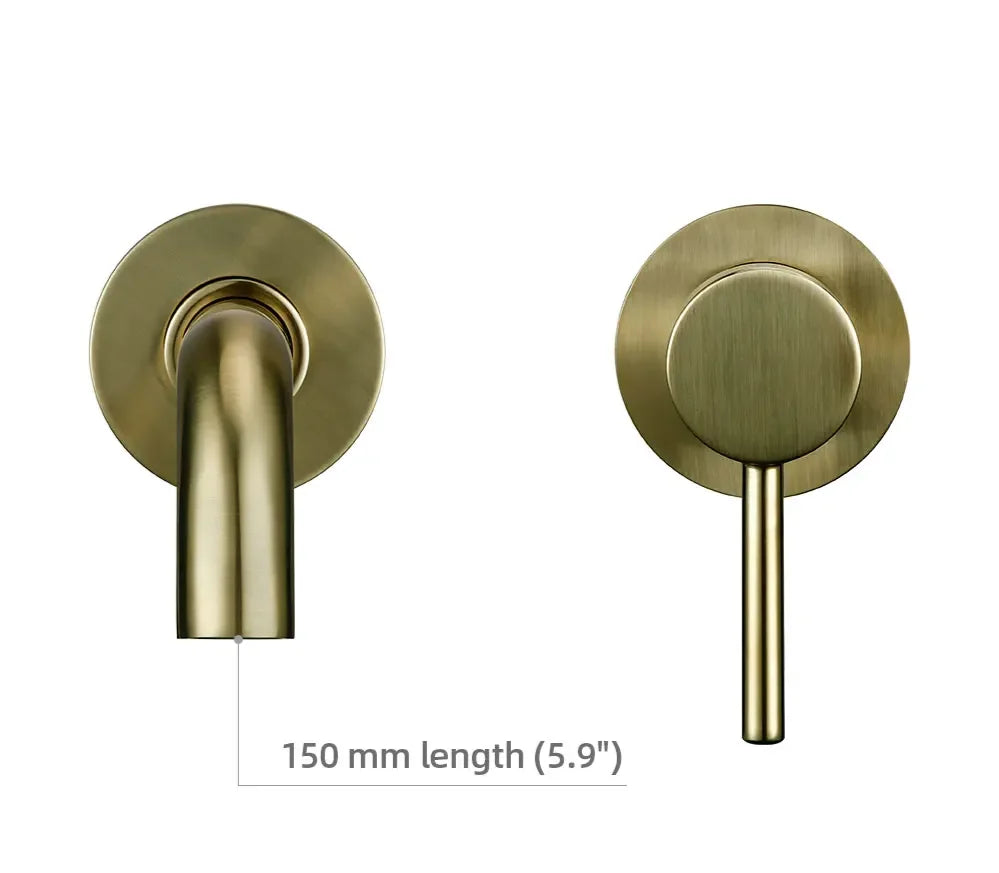 Bathroom Faucet Wall-Mounted Solid Brass Brushed Stainless