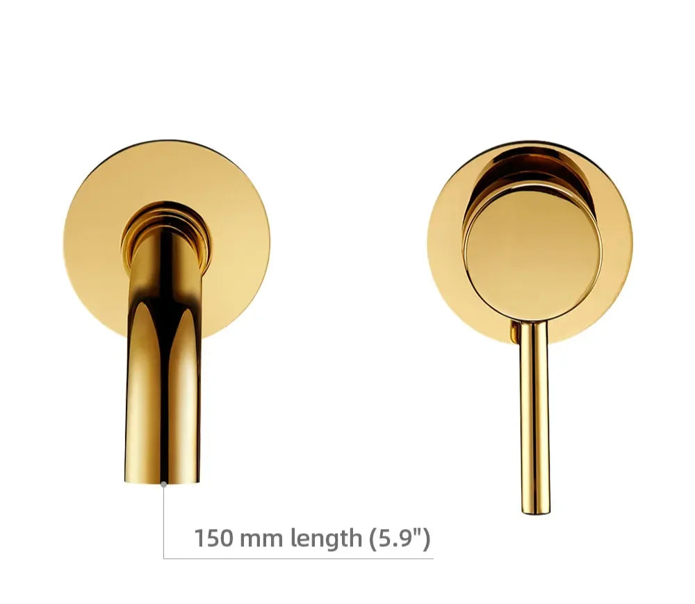 Bathroom Faucet Wall-Mounted Solid Brass Brushed Stainless