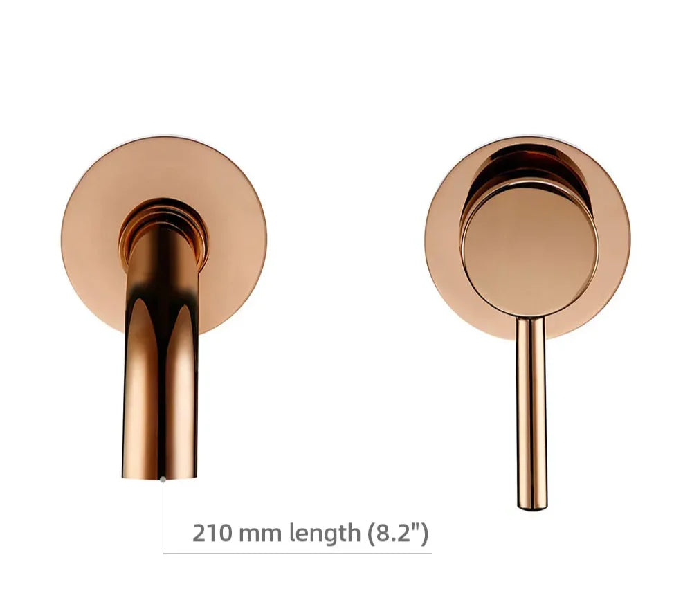 Bathroom Faucet Wall-Mounted Solid Brass Brushed Stainless