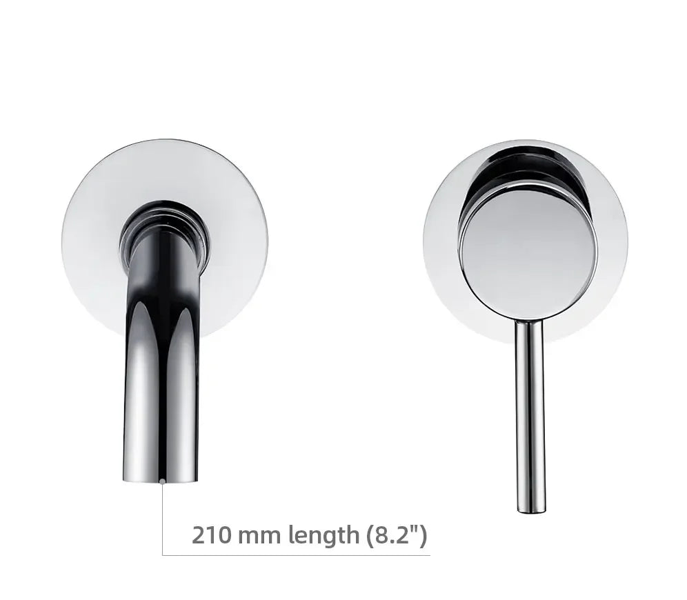 Bathroom Faucet Wall-Mounted Solid Brass Brushed Stainless