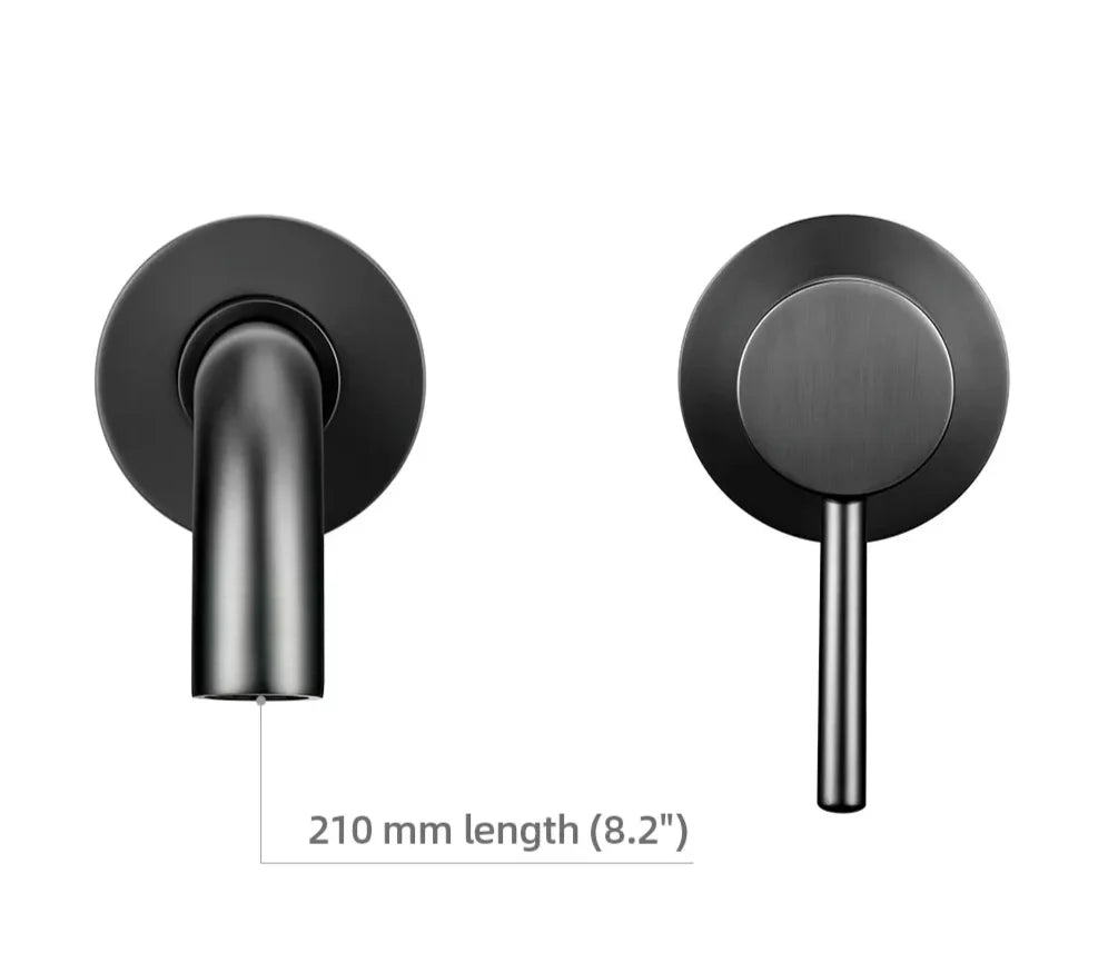Bathroom Faucet Wall-Mounted Solid Brass Brushed Stainless