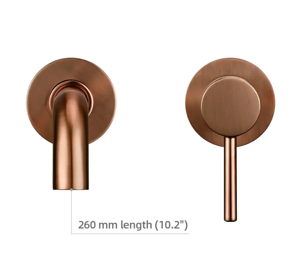 Bathroom Faucet Wall-Mounted Solid Brass Brushed Stainless